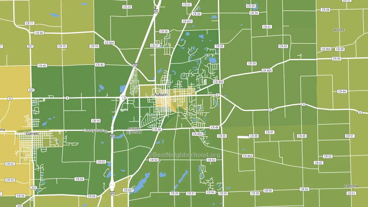 Auburn, IN block-group voter-turnout map