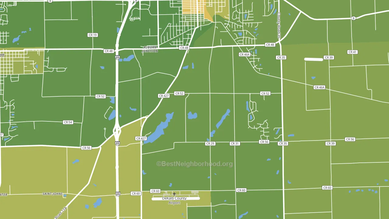 Auburn Junction, IN block-group voter-turnout map
