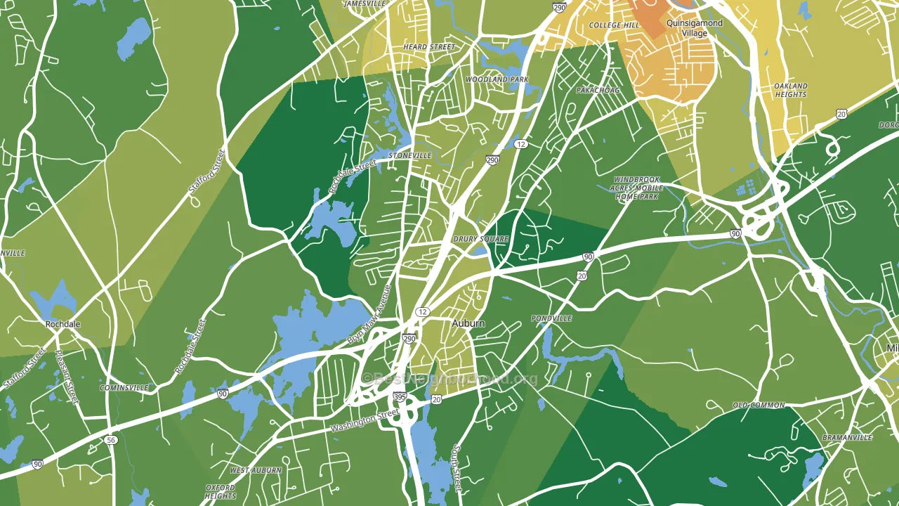 Auburn, MA block-group voter-turnout map