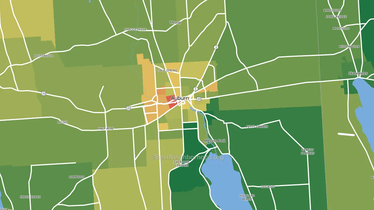 Auburn, NY block-group voter-turnout map