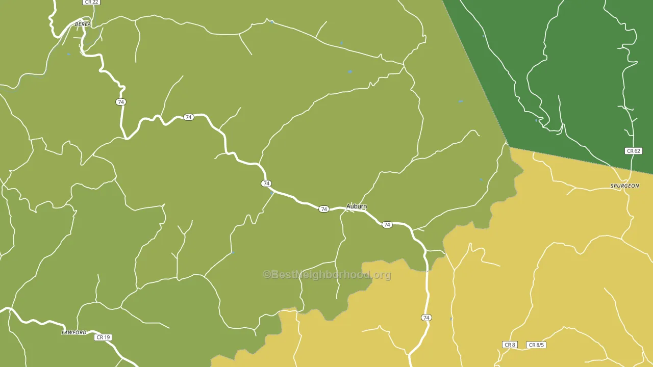 Auburn, WV block-group voter-turnout map
