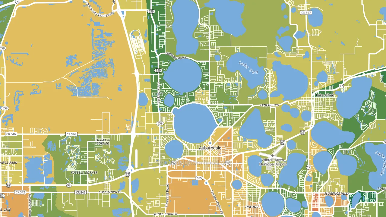 Auburndale, FL block-group voter-turnout map