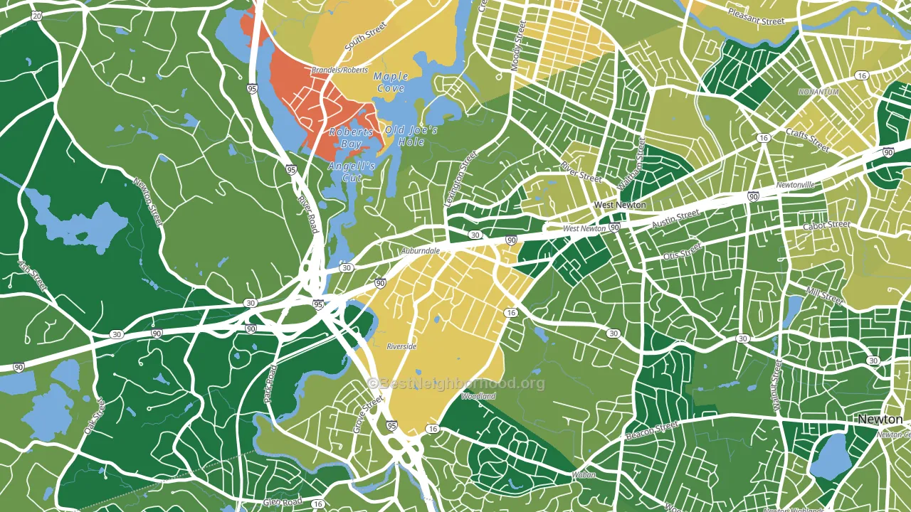 Auburndale, MA block-group voter-turnout map