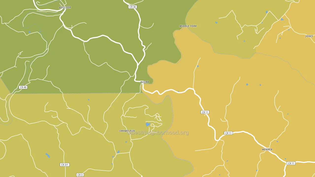 Audra, WV block-group voter-turnout map
