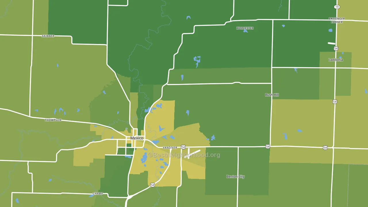 Audrain County, MO block-group voter-turnout map