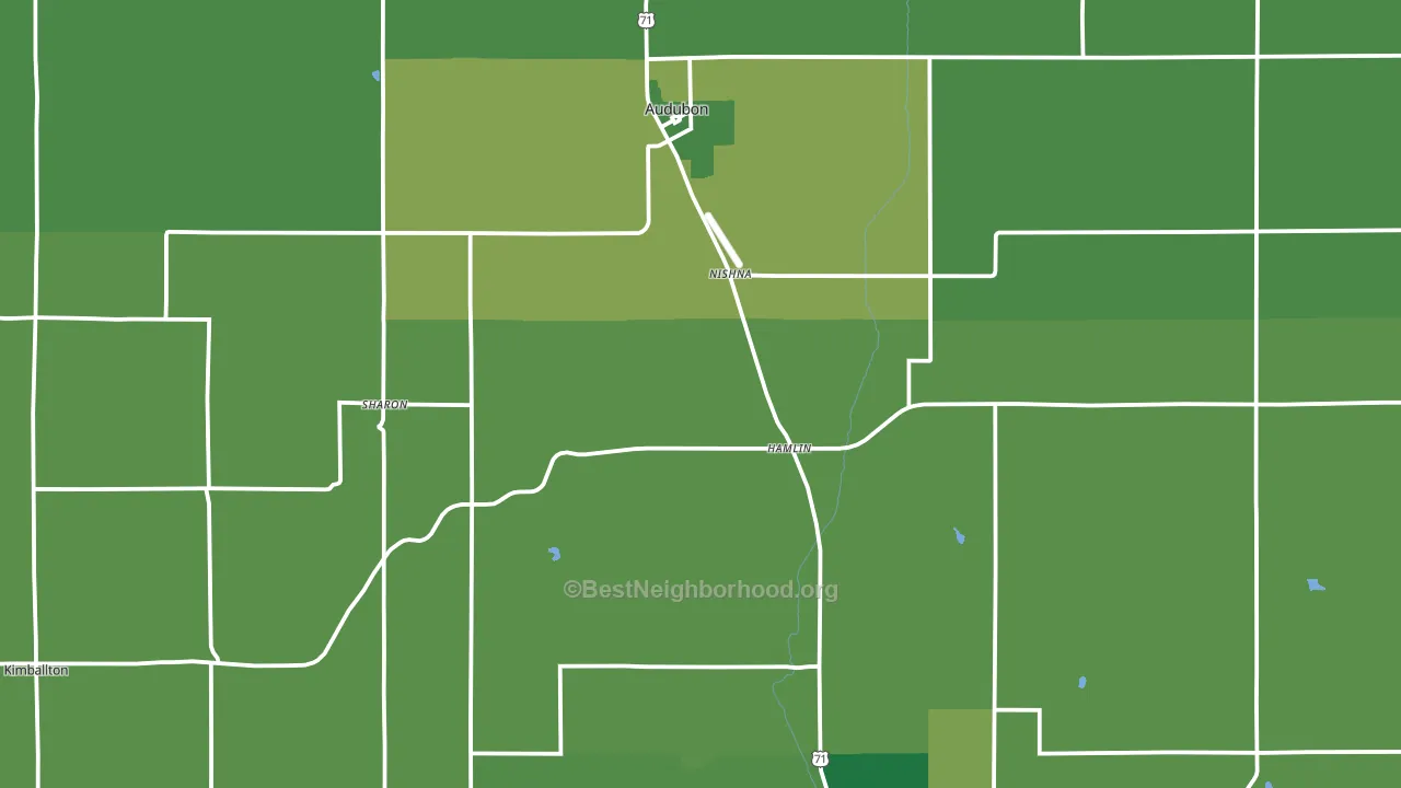 Audubon County, IA block-group voter-turnout map
