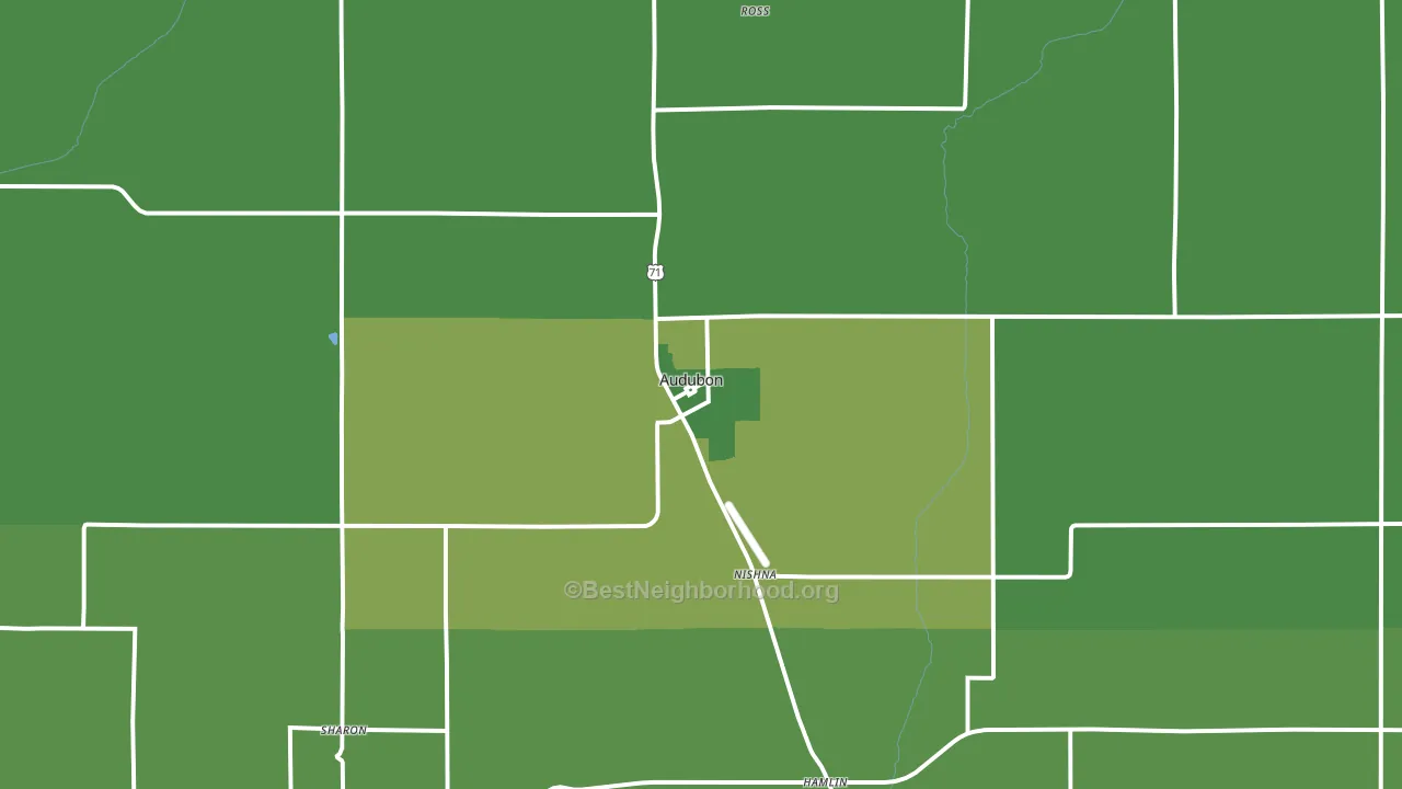Audubon, IA block-group voter-turnout map