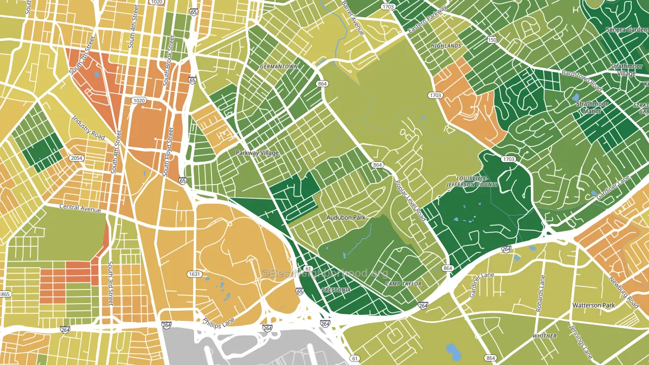 Audubon, Louisville, KY block-group voter-turnout map