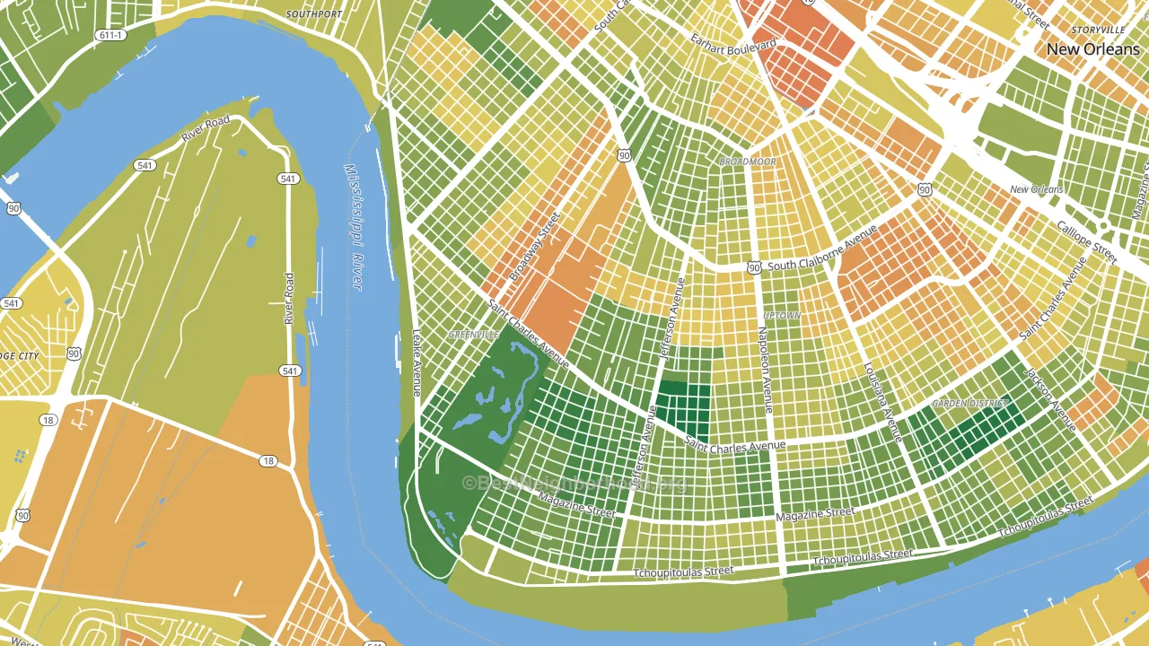 Audubon, New Orleans, LA block-group voter-turnout map