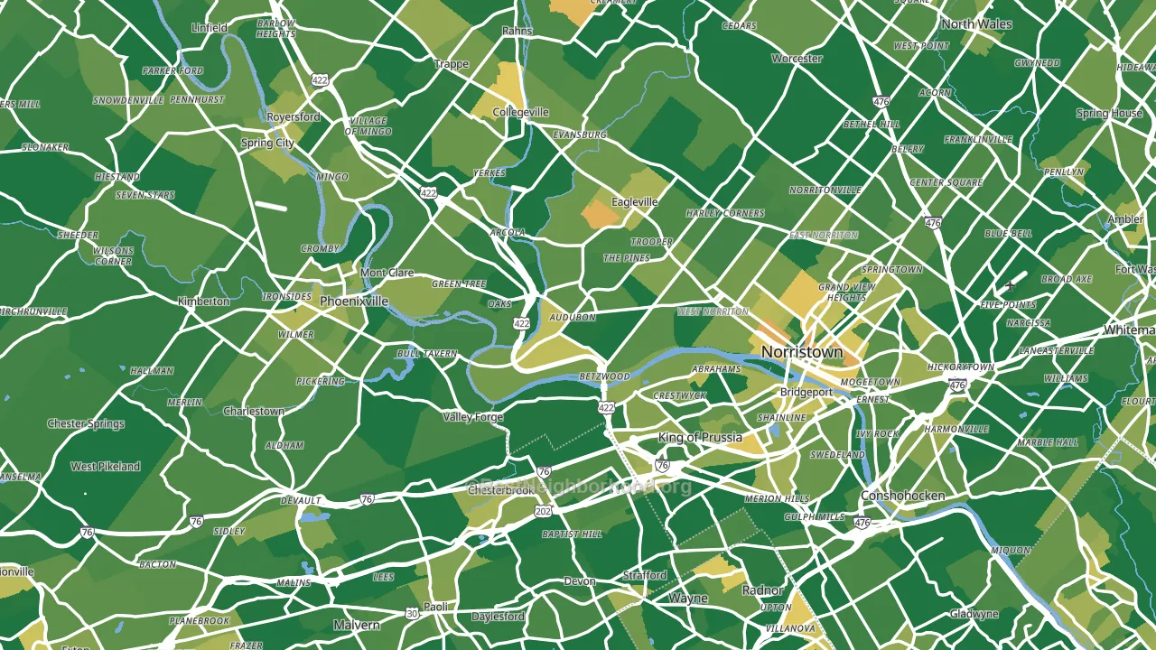 Audubon, PA block-group voter-turnout map