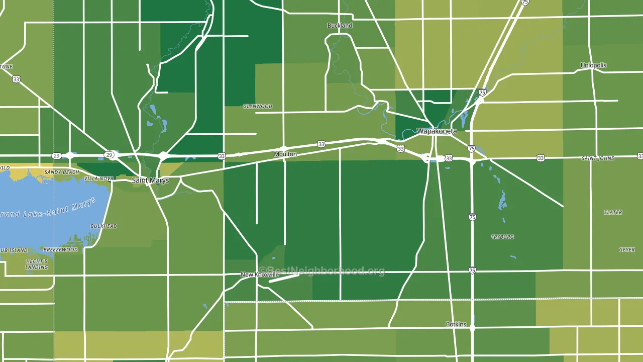 Auglaize County, OH block-group voter-turnout map