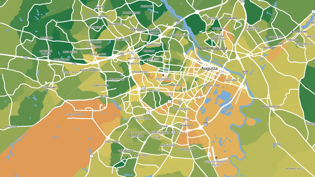 Augusta, GA block-group voter-turnout map
