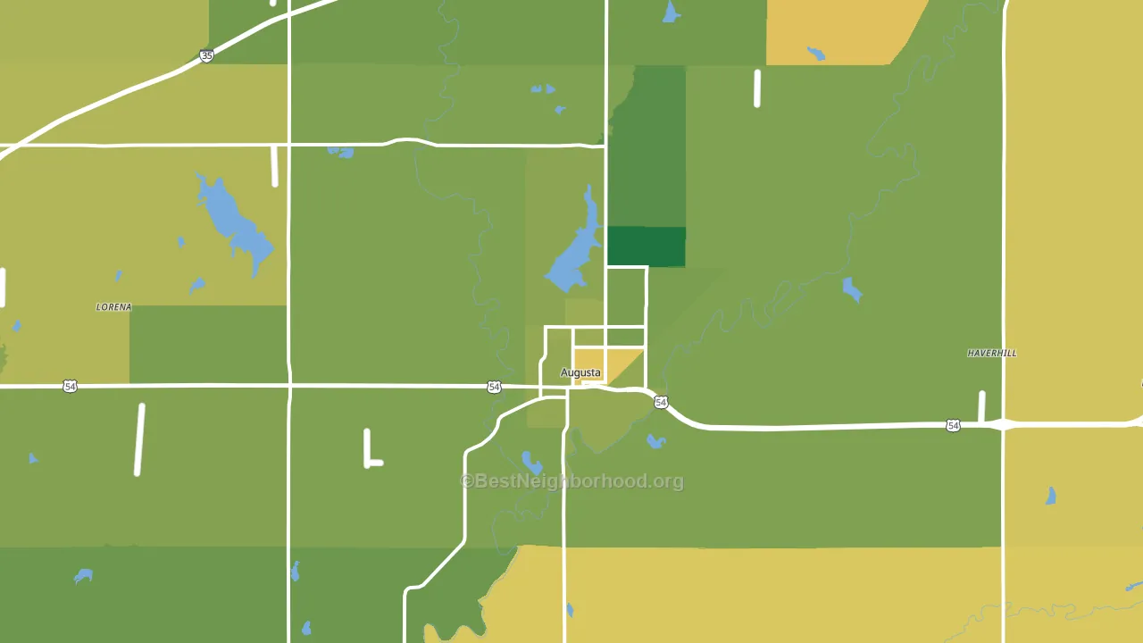 Augusta, KS block-group voter-turnout map