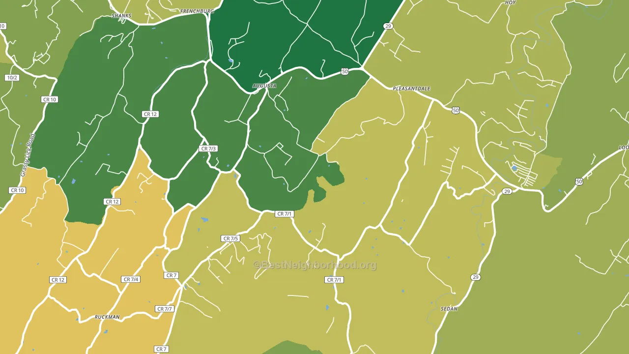 Augusta, WV block-group voter-turnout map