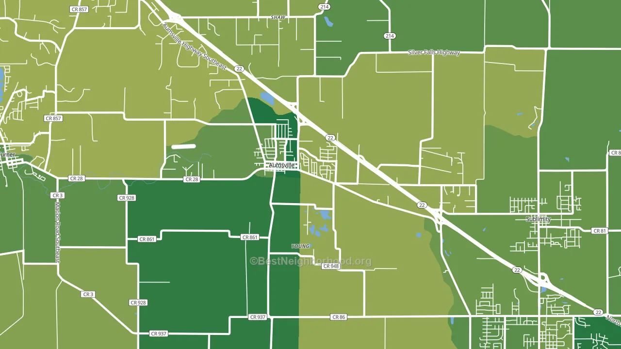 Aumsville, OR block-group voter-turnout map