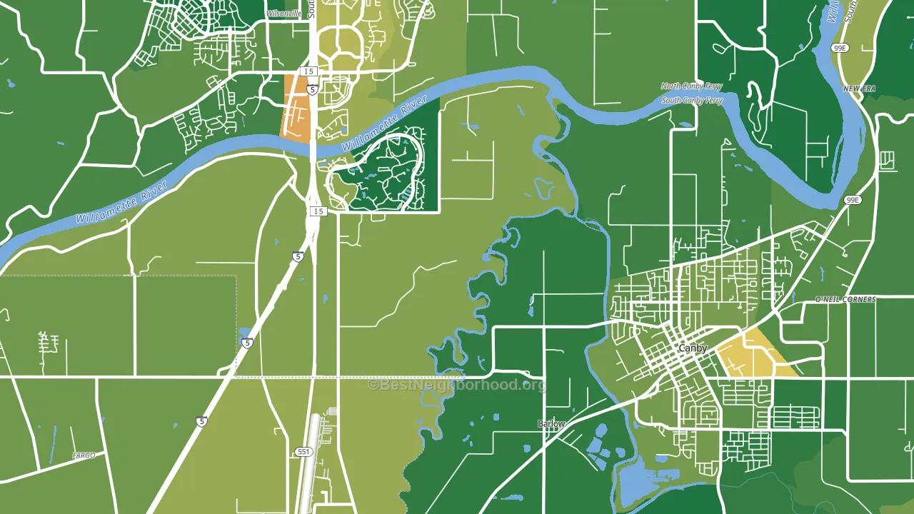 Aurora-Butteville-Barlow, Canby, OR block-group voter-turnout map