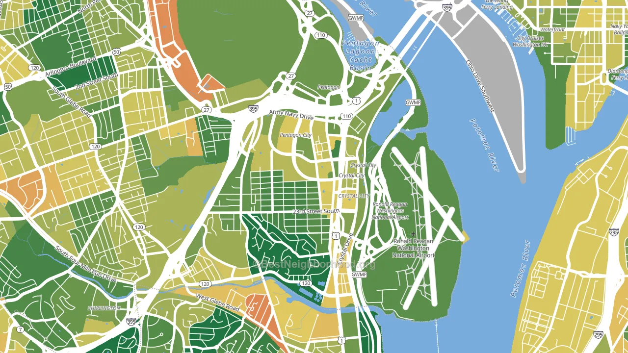 Aurora Highlands, Arlington, VA block-group voter-turnout map