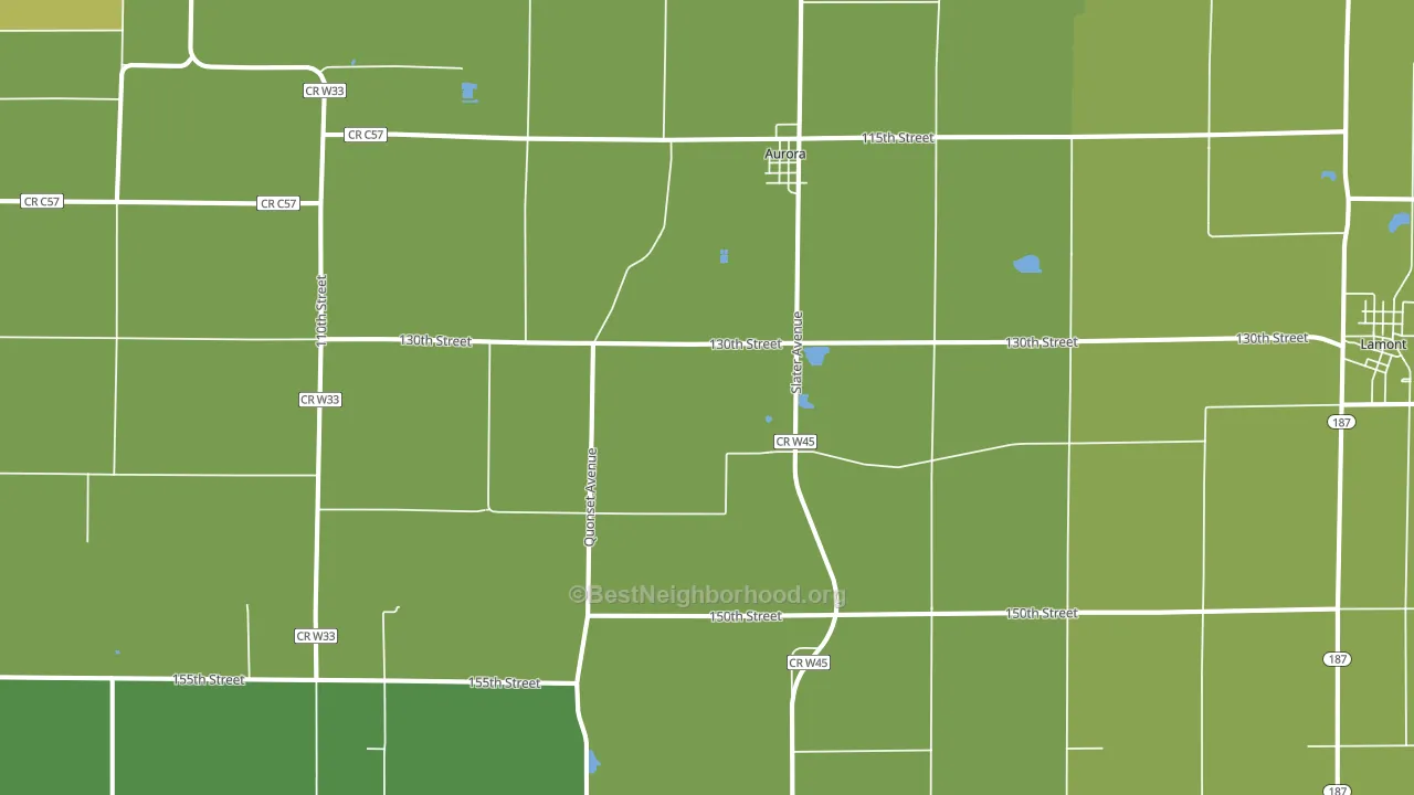 Aurora, IA block-group voter-turnout map