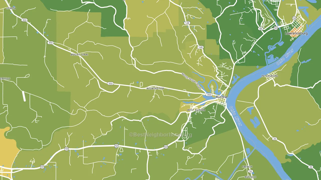 Aurora, IN block-group voter-turnout map