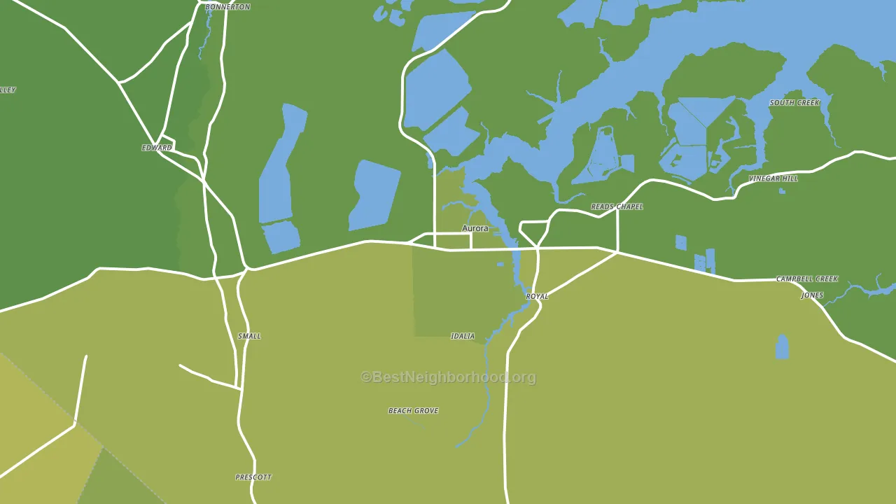 Aurora, NC block-group voter-turnout map