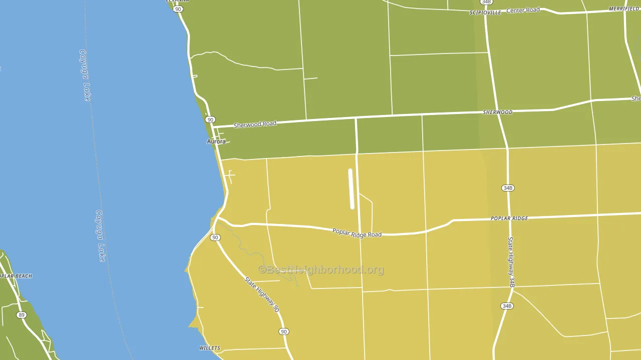 Aurora, NY block-group voter-turnout map