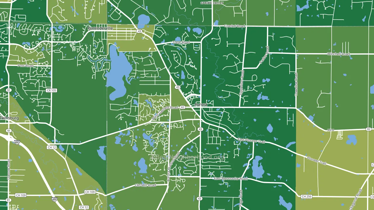 Aurora, OH block-group voter-turnout map