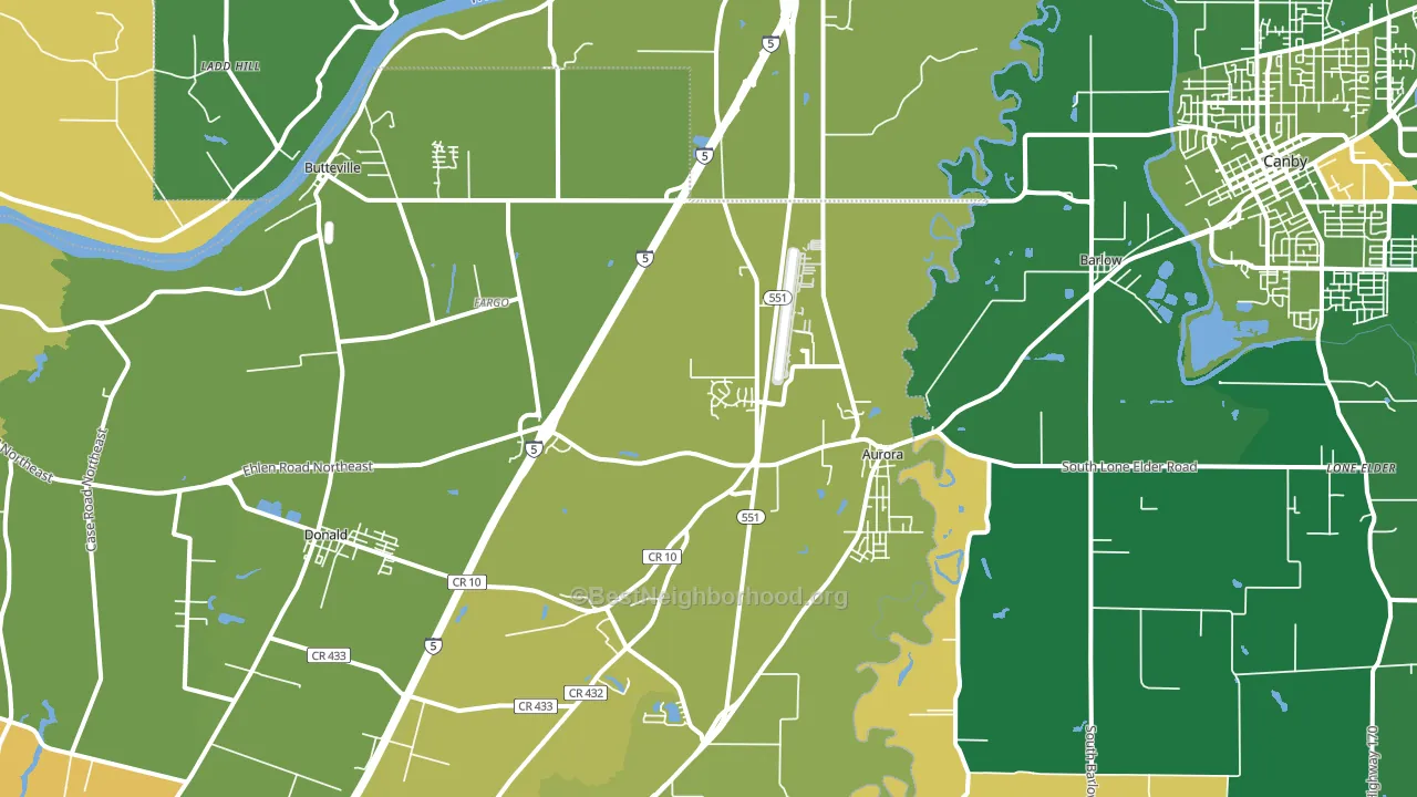 Aurora, OR block-group voter-turnout map