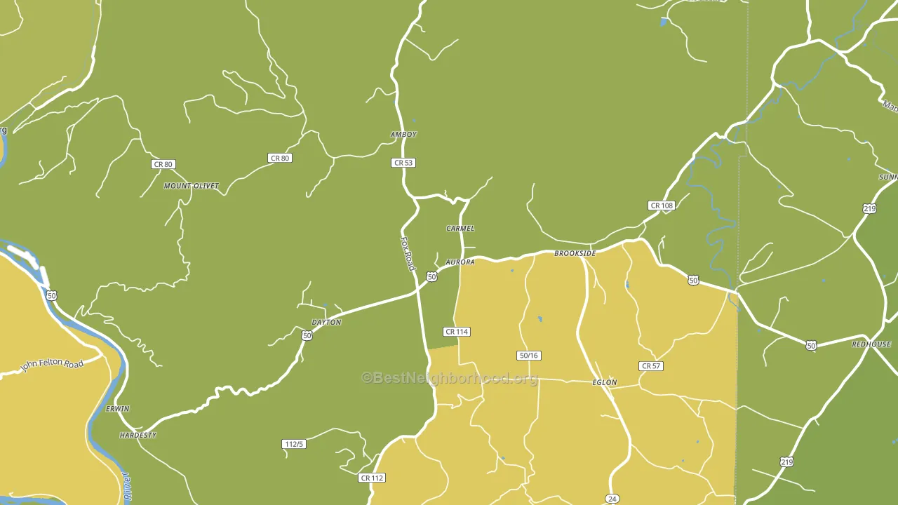Aurora, WV block-group voter-turnout map