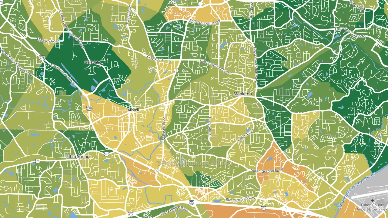 Austell, GA block-group voter-turnout map