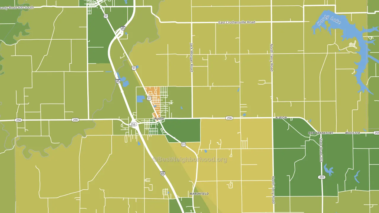 Austin, IN block-group voter-turnout map