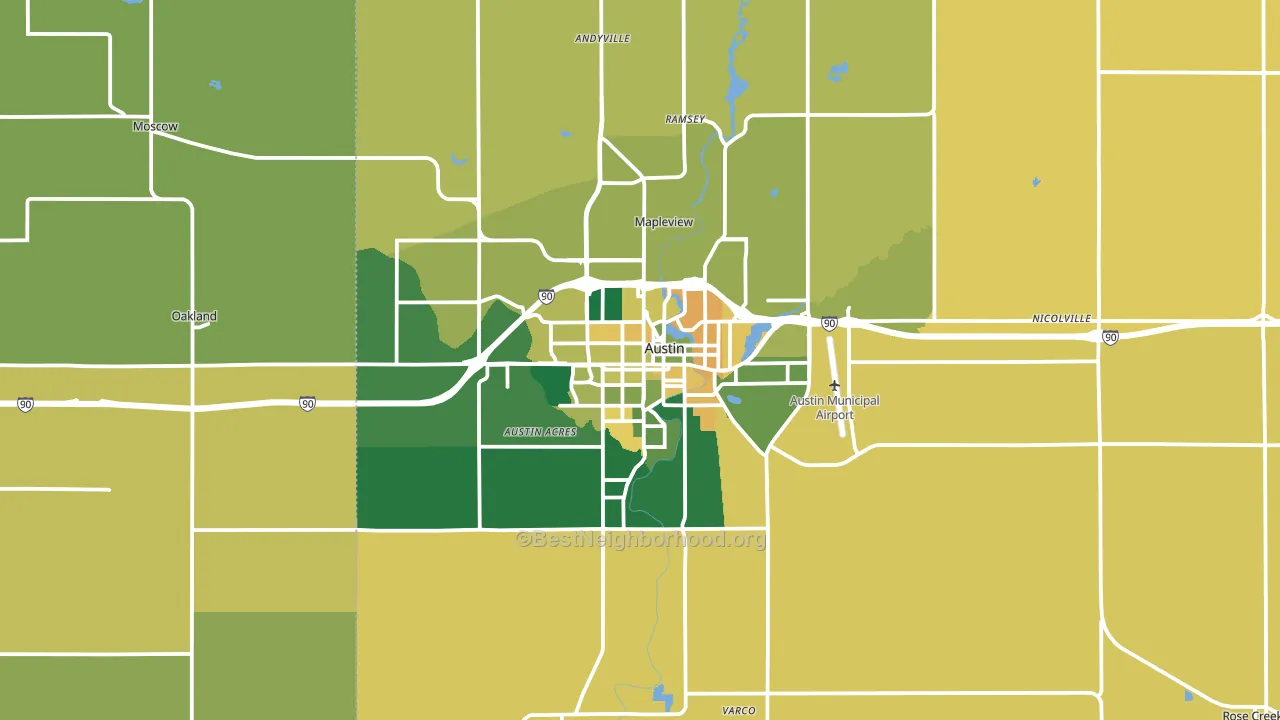 Austin, MN block-group voter-turnout map