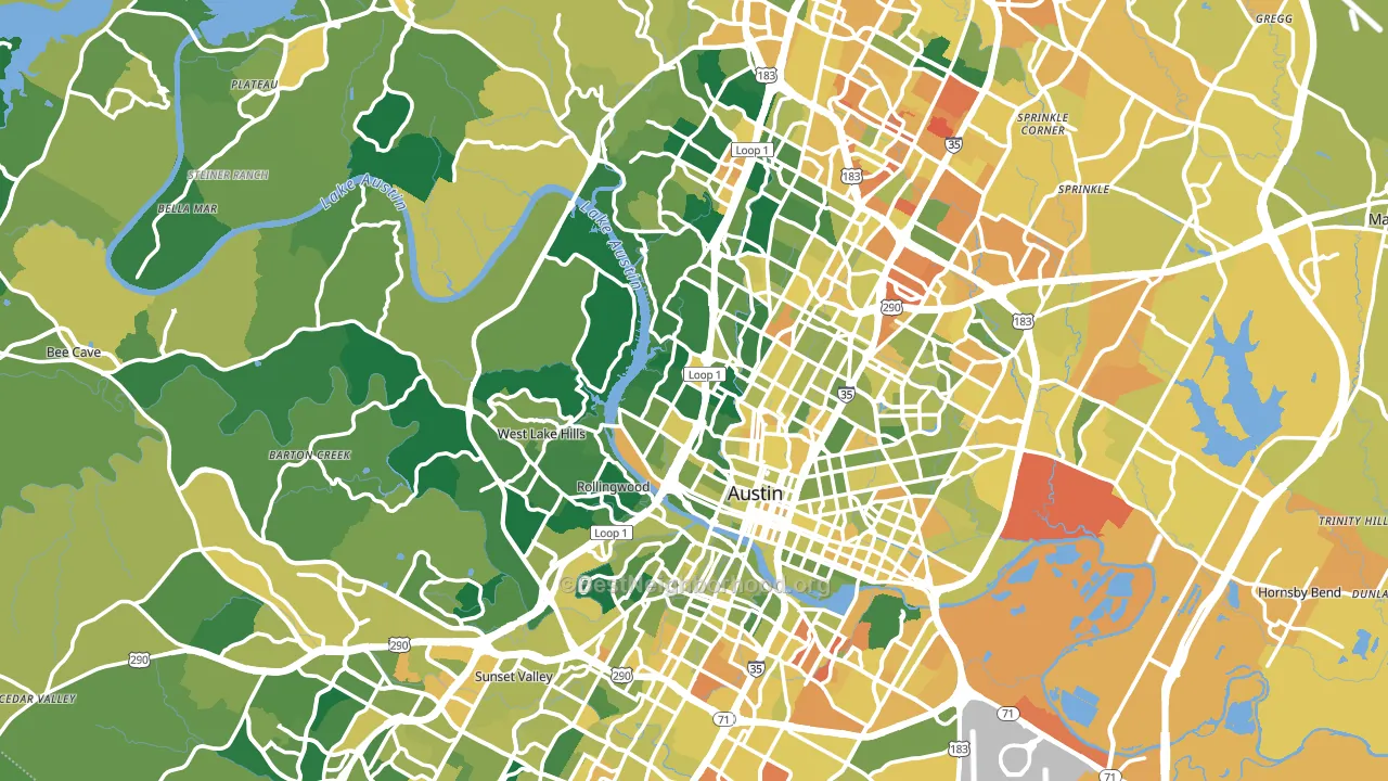 Austin, TX block-group voter-turnout map