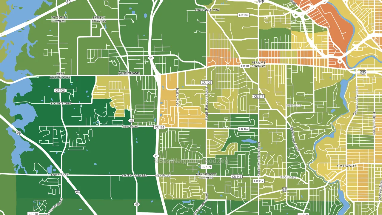 Austintown, OH block-group voter-turnout map