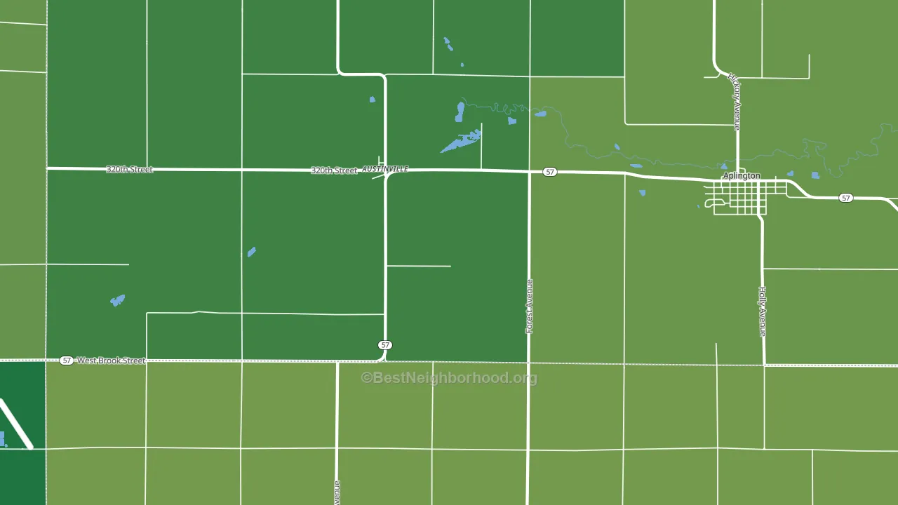 Austinville, IA block-group voter-turnout map