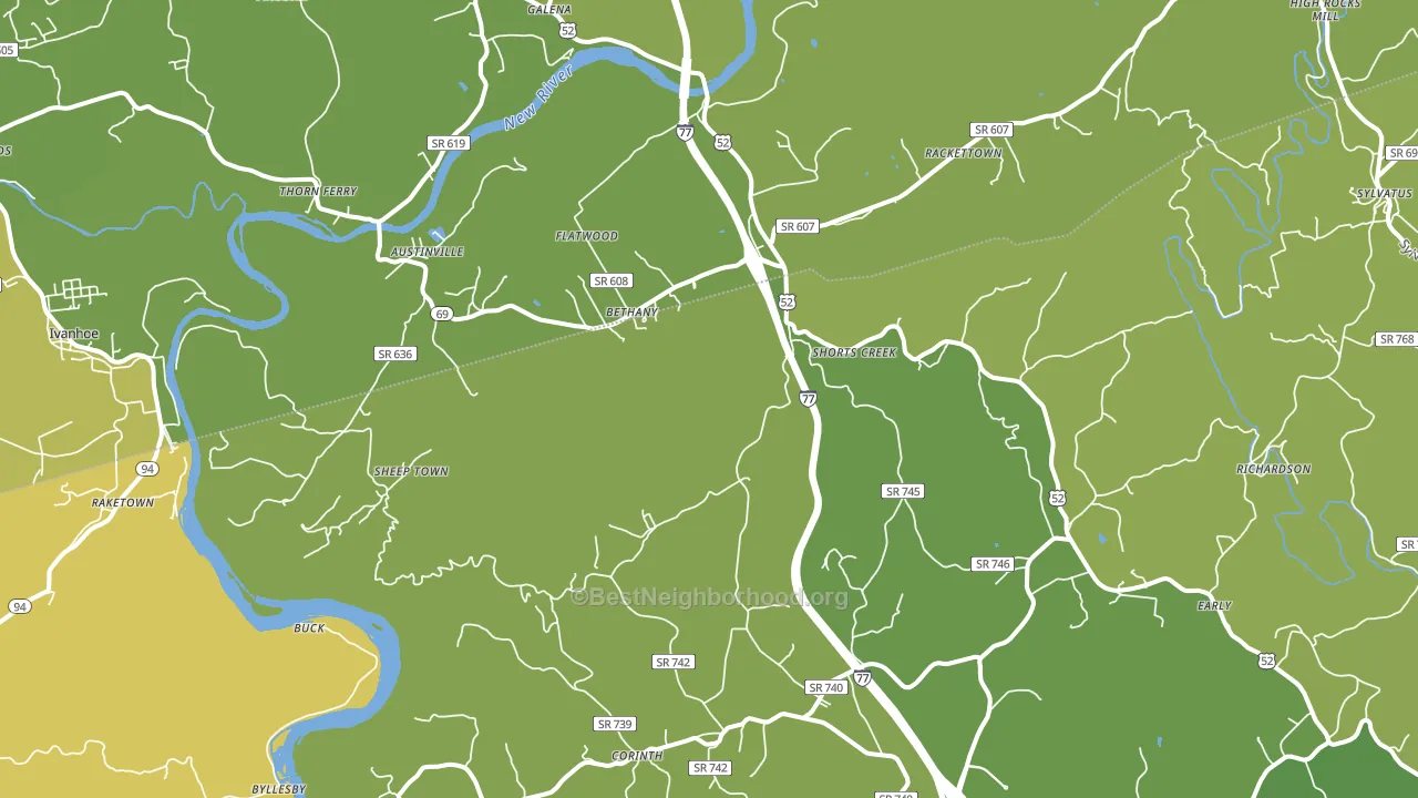 Austinville, VA block-group voter-turnout map