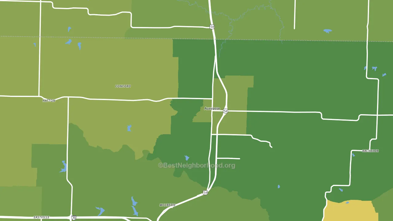 Auxvasse, MO block-group voter-turnout map