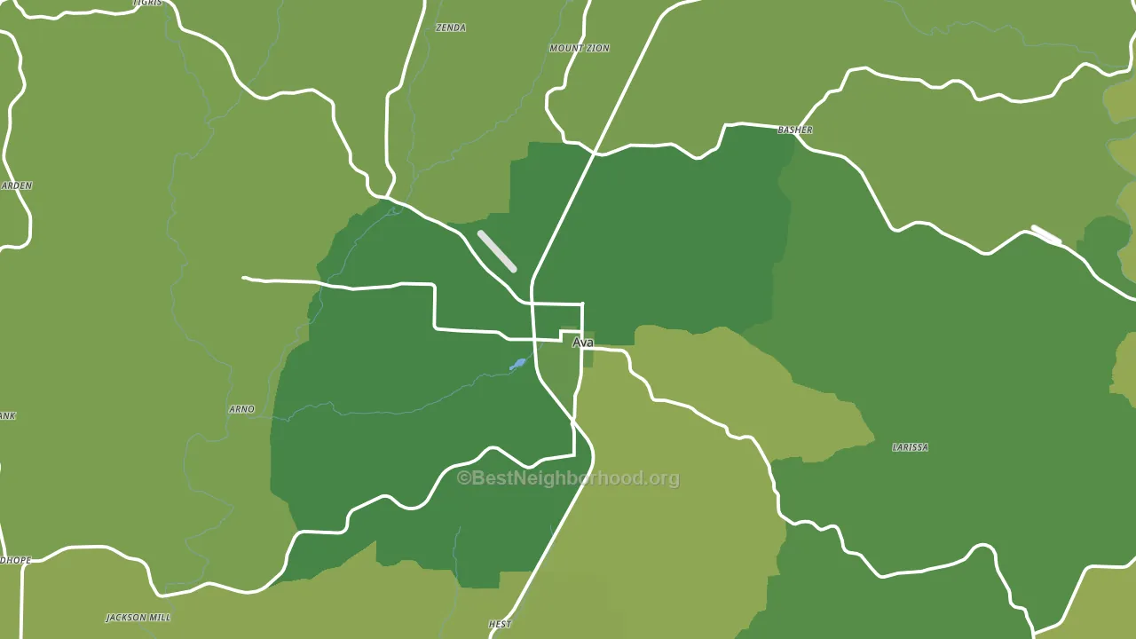 Ava, MO block-group voter-turnout map
