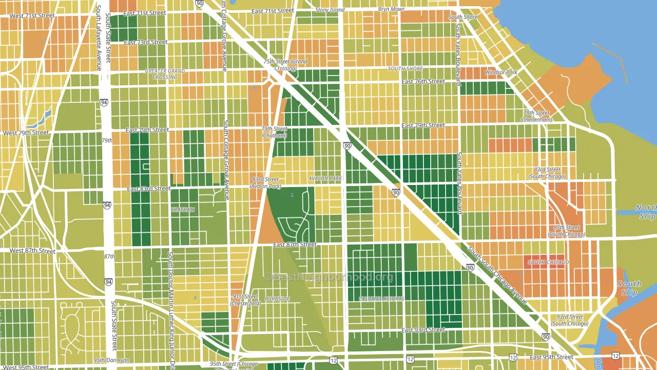 Avalon Park, Chicago, IL block-group voter-turnout map