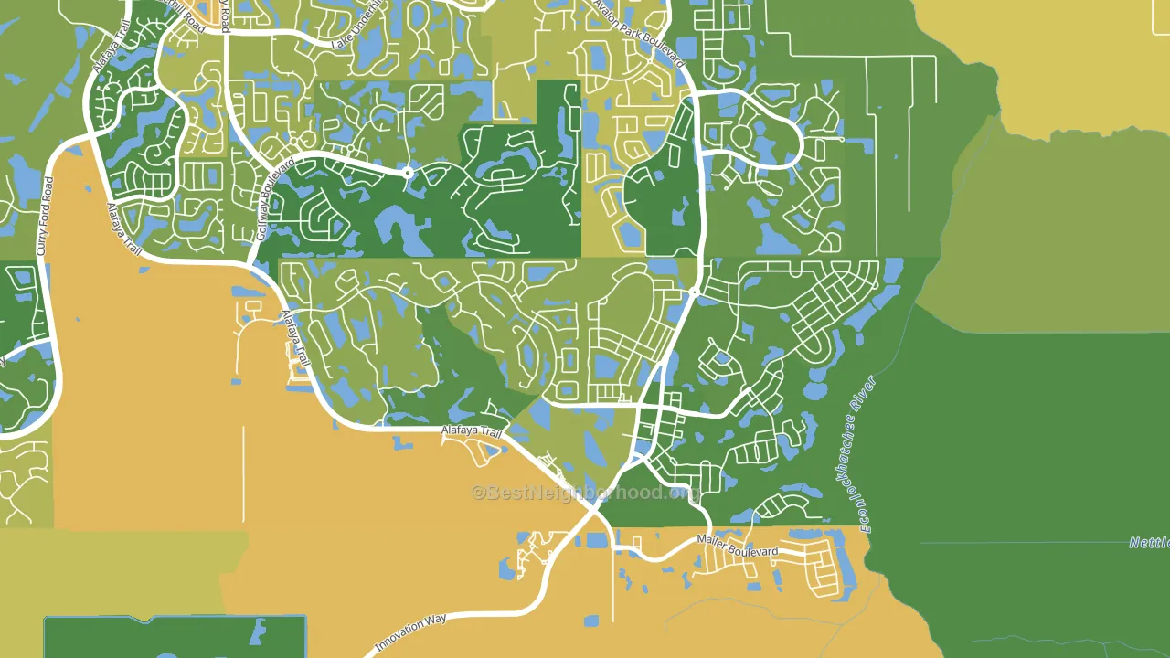 Avalon Park Northwest Village, Alafaya, FL block-group voter-turnout map