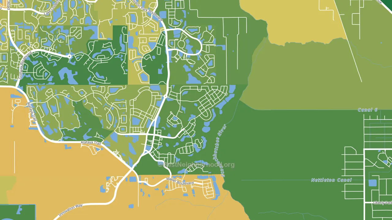Avalon Park Village, Alafaya, FL block-group voter-turnout map