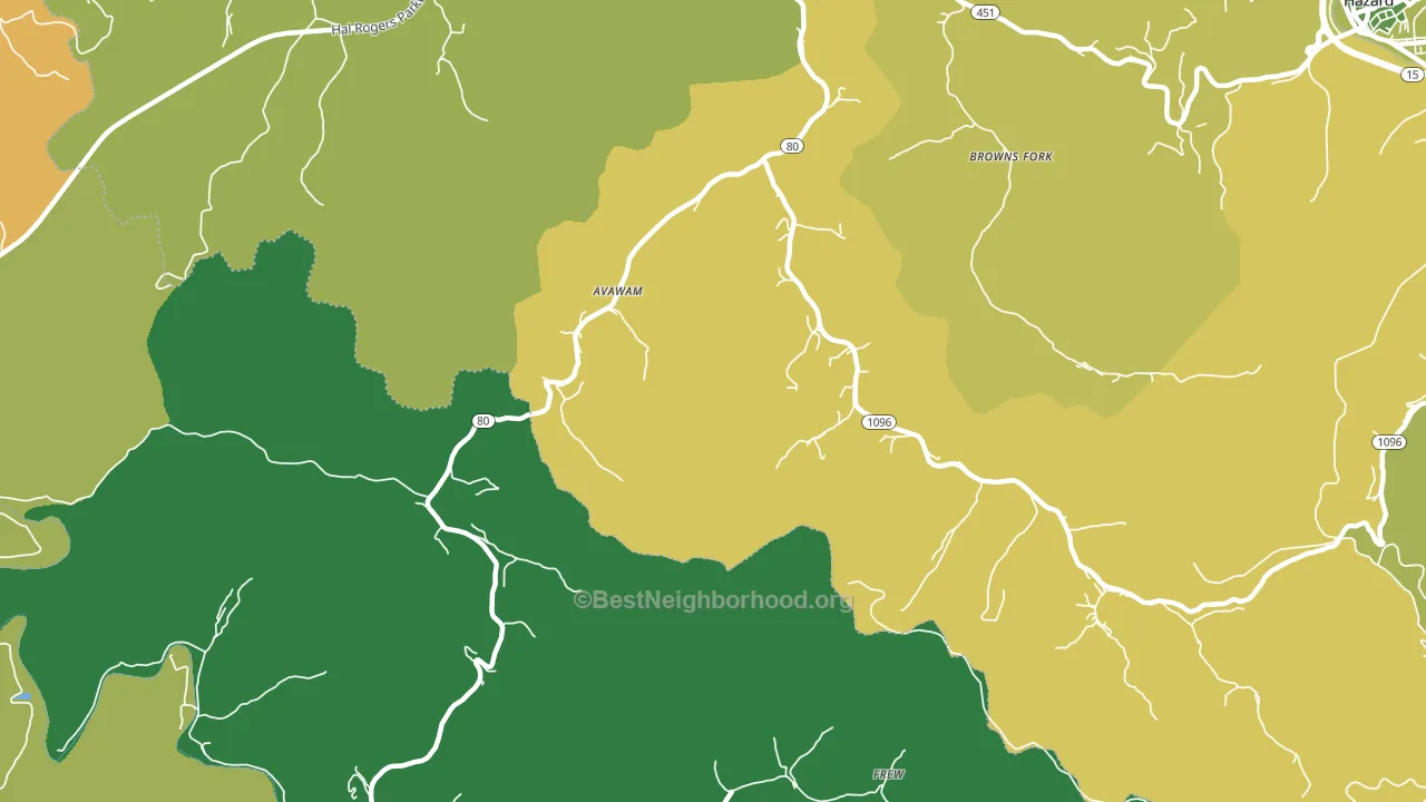 Avawam, KY block-group voter-turnout map