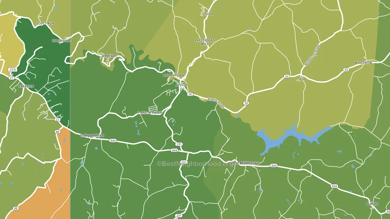 Avella, PA block-group voter-turnout map