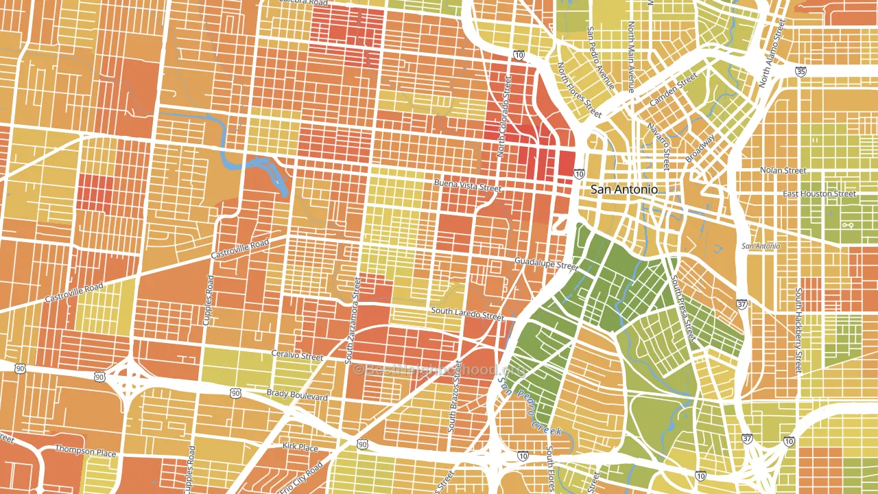 Avenida Guadalupe, San Antonio, TX block-group voter-turnout map