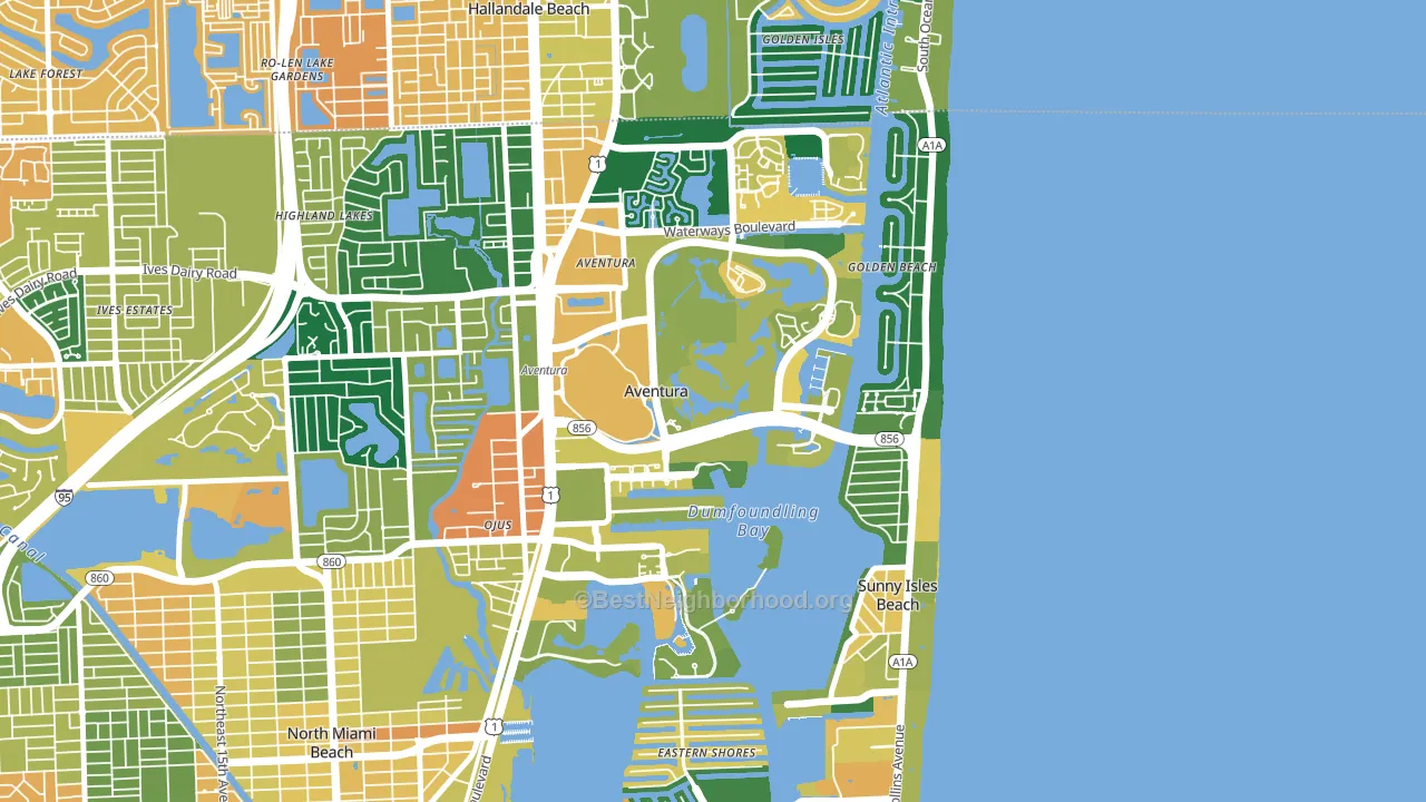 Aventura, FL block-group voter-turnout map