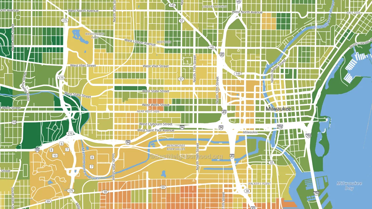 Avenues West, Milwaukee, WI block-group voter-turnout map