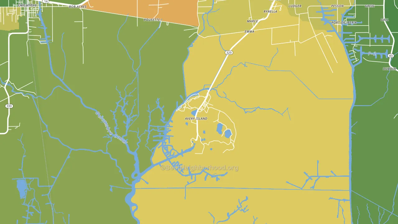Avery Island, LA block-group voter-turnout map