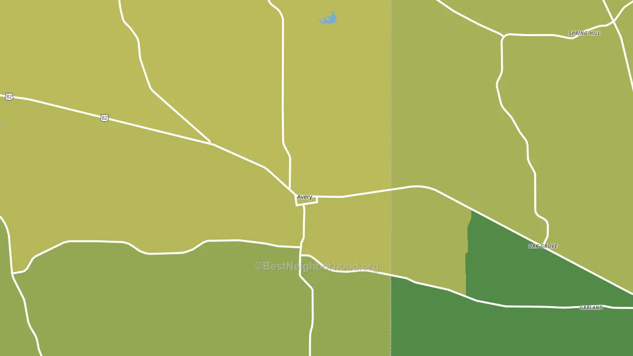 Avery, TX block-group voter-turnout map