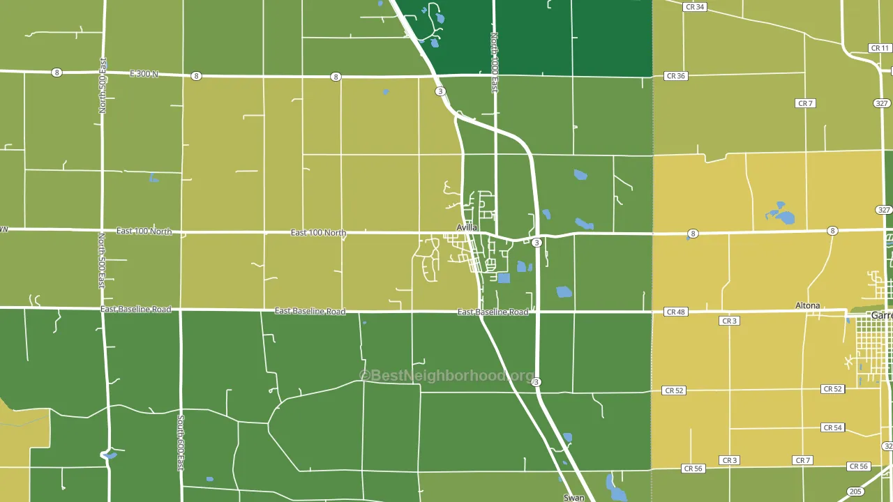 Avilla, IN block-group voter-turnout map
