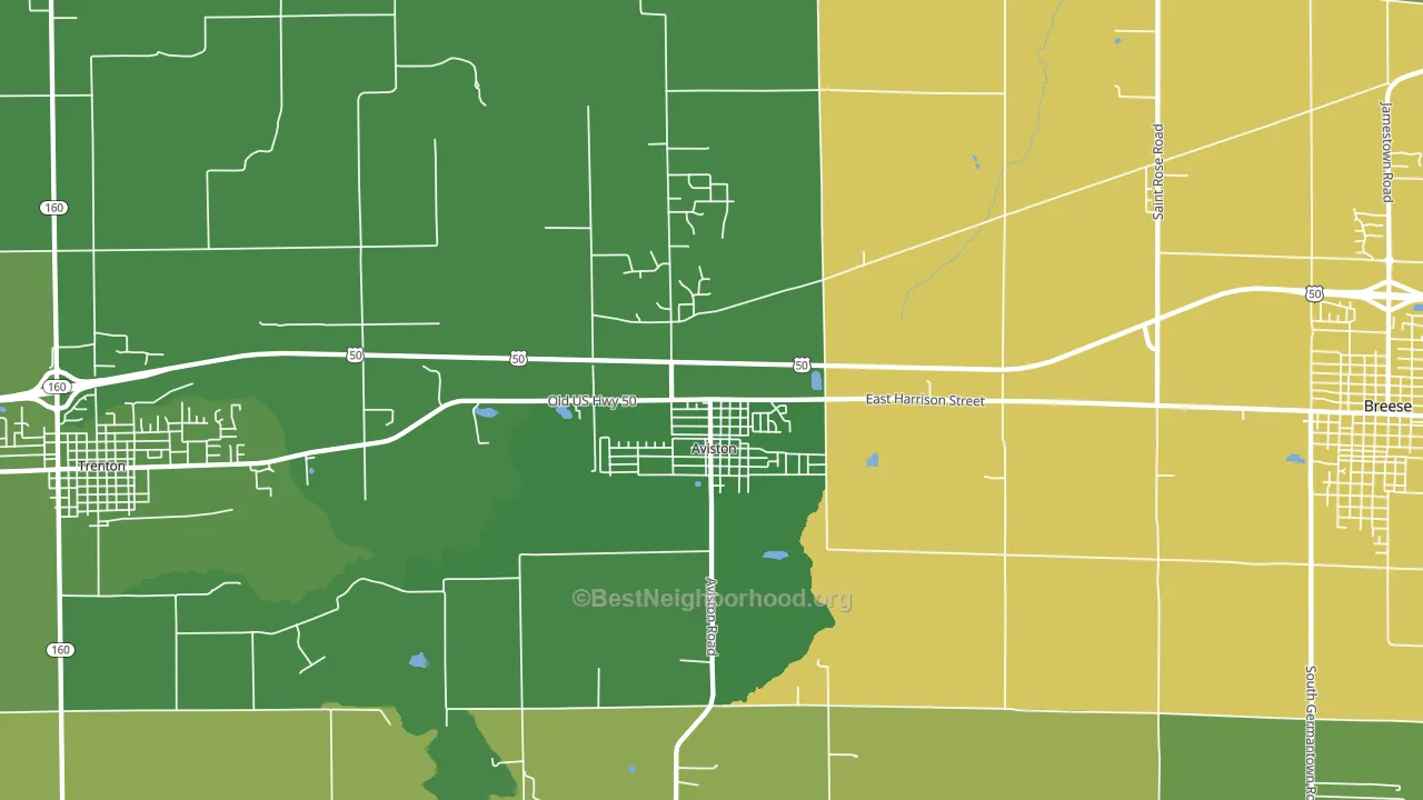 Aviston, IL block-group voter-turnout map