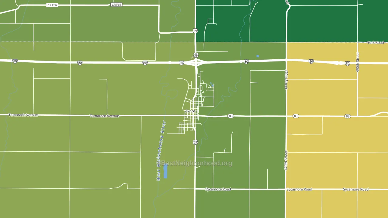 Avoca, IA block-group voter-turnout map